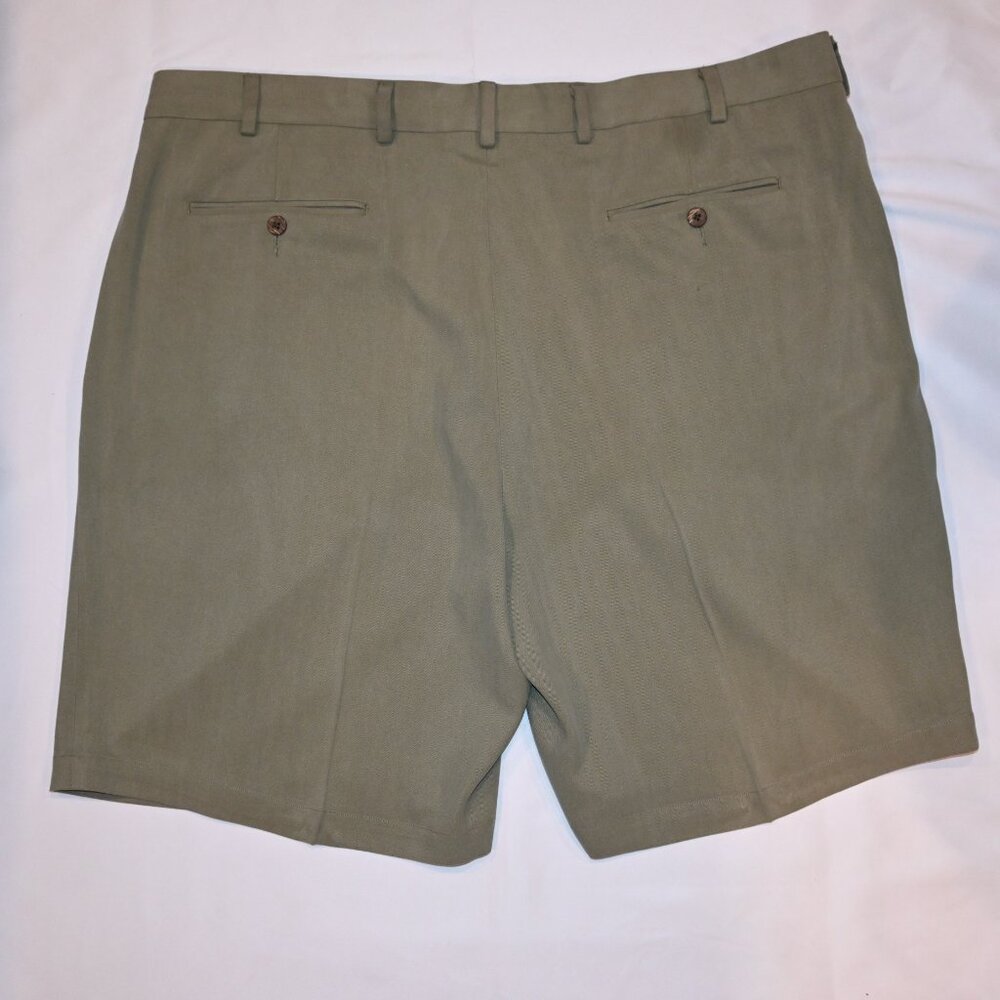 Jos. A. Bank Men's US Sz 44 Reg 100% Silk Pleated Front Olive Green Dress Shorts - Picture 2 of 5